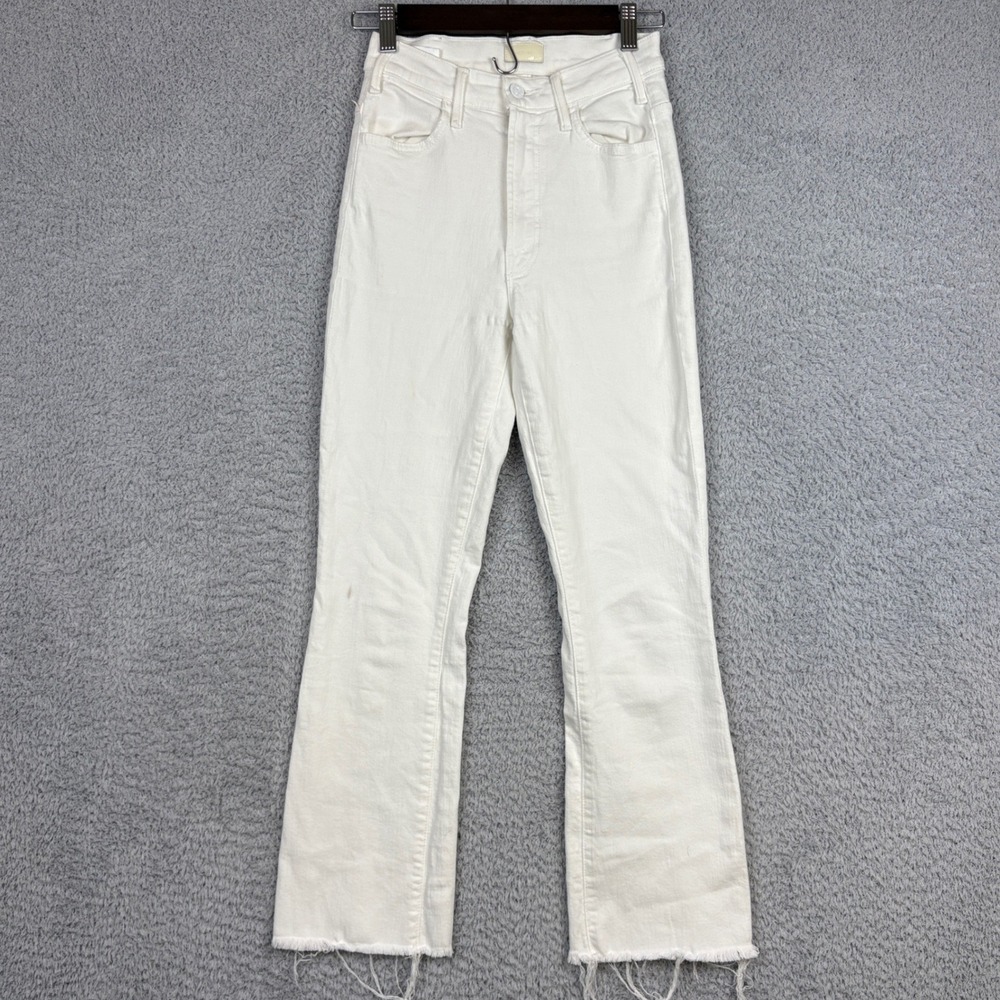 MOTHER Jeans Womens 24x26 White Flare Fairest Of Them All The Hustler Ankle Fray